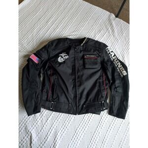 Joe Rocket Alpha US Marines Corps Motorcycle Jacket Black Sz Large Full Zip